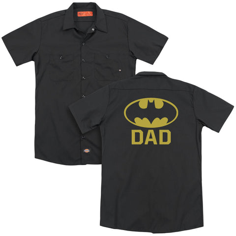 Batman/bat Dad(back Print) - Adult Work Shirt - Black