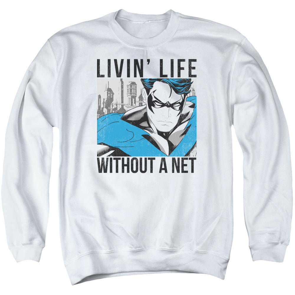 Batman/without A Net-adult Crewneck Sweatshirt-white