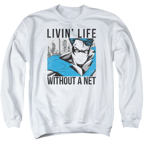 Batman/without A Net-adult Crewneck Sweatshirt-white
