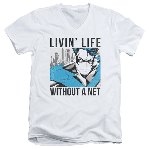 Batman/without A Net-s/s Adult V-neck 30/1-white