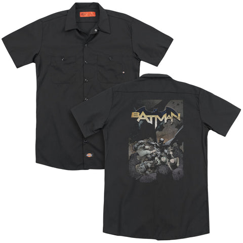 Batman/batman One (back Print) - Adult Work Shirt - Black