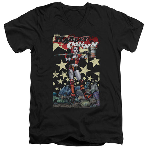 Batman/quinn One-s/s Adult V-neck 30/1-black