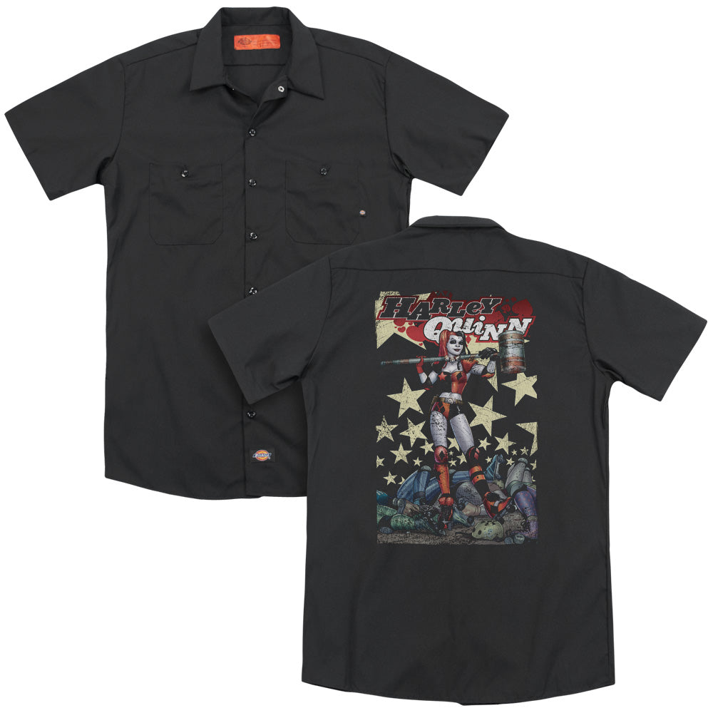 Batman/quinn One (back Print) - Adult Work Shirt - Black