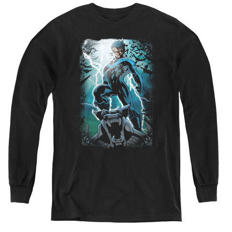Batman/night Light-youth Long Sleeve Tee-black