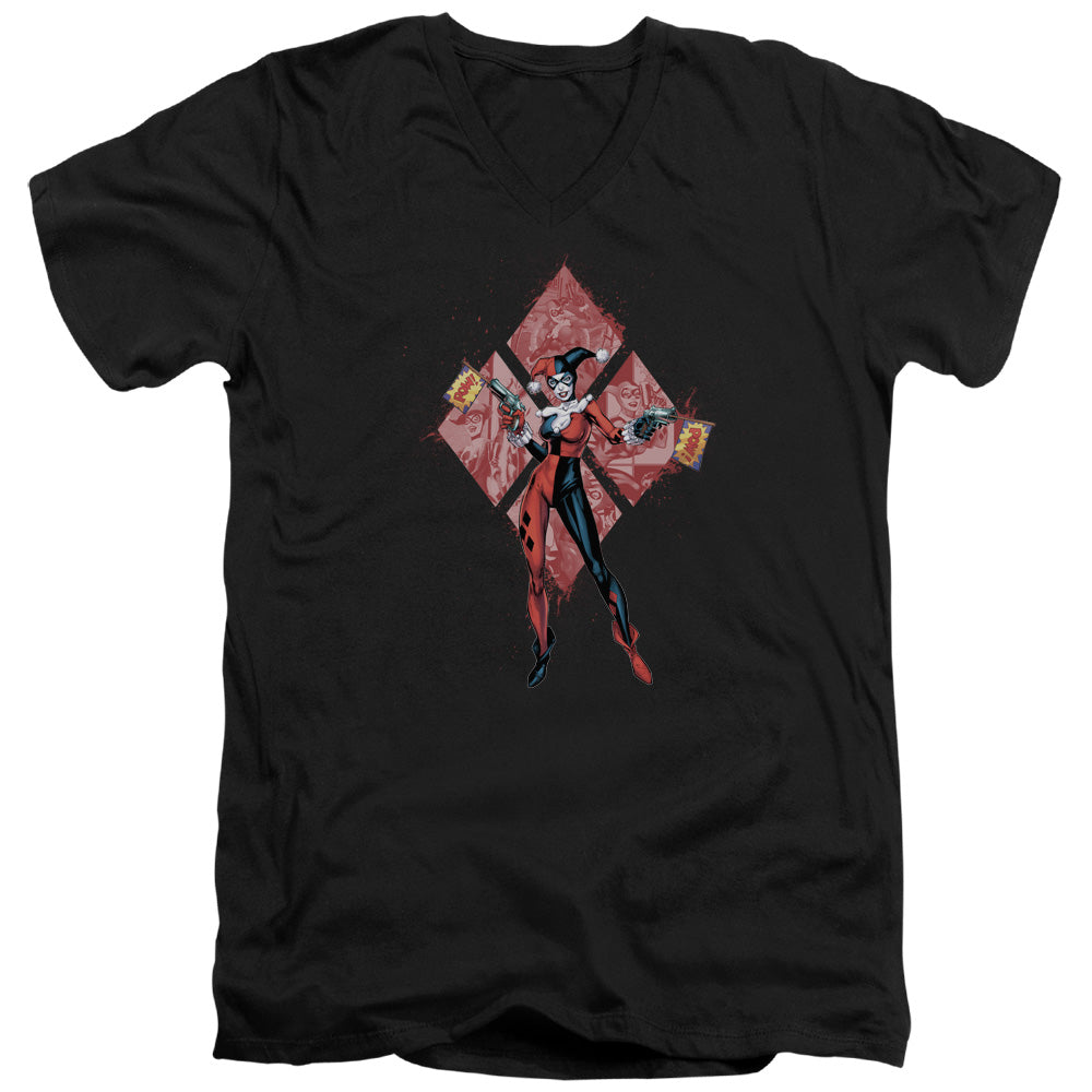 Batman/harley Quinn (diamonds)-s/s Adult V-neck 30/1-black