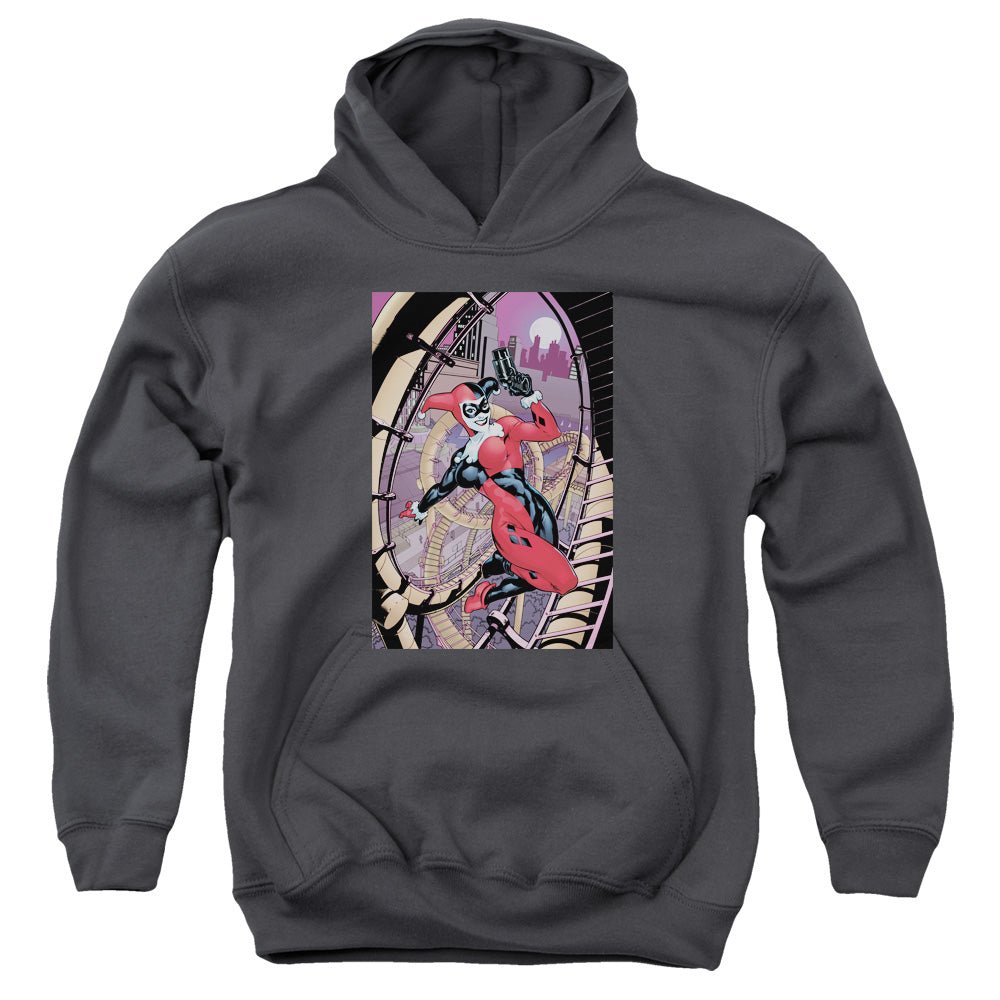 Batman/harley First-youth Pull-over Hoodie-charcoal