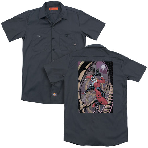 Batman/harley First (back Print) - Adult Work Shirt - Charcoal