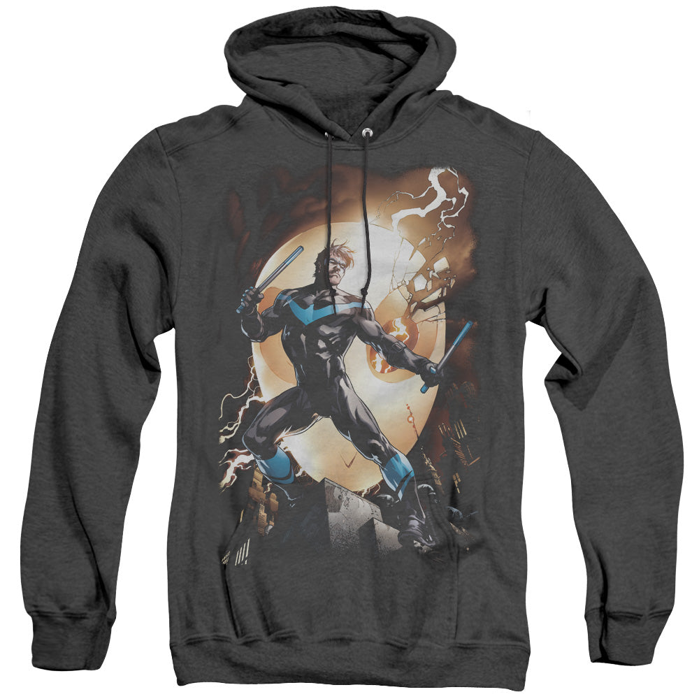 Batman/nightwing Against Owls-adult Heather Hoodie-black