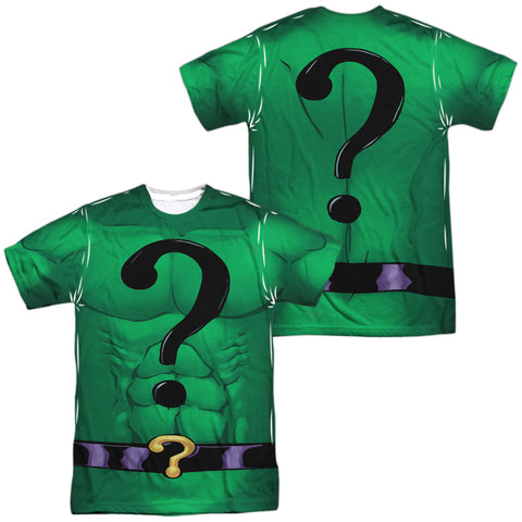 Batman/riddler Uniform (front/back Print)-s/s Adult Poly Crew-white