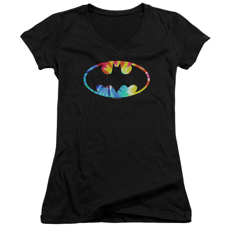 Batman/tie Dye Batman Logo-junior V-neck-black