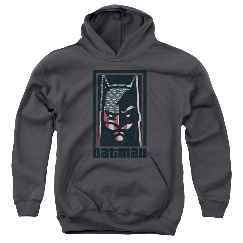 Batman/american Batman-youth Pull-over Hoodie-charcoal