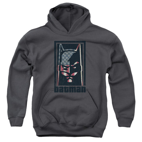 Batman/american Batman-youth Pull-over Hoodie-charcoal