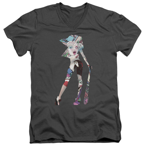 Batman/scene Inside-s/s Adult V-neck 30/1-charcoal