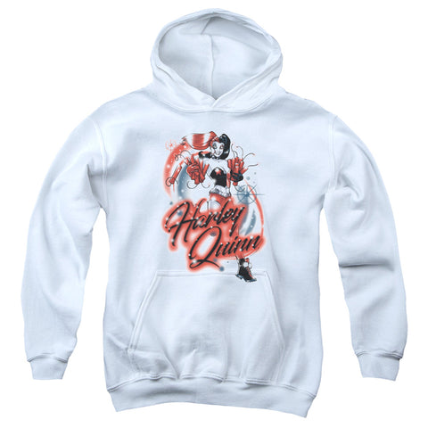 Batman/harley Airbrush-youth Pull-over Hoodie-white