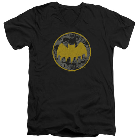 Batman/vintage Symbol Collage-s/s Adult V-neck 30/1-black