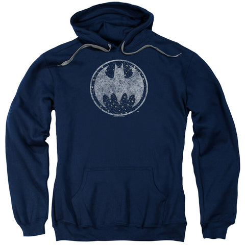 Batman/starry Night Shield-adult Pull-over Hoodie-navy