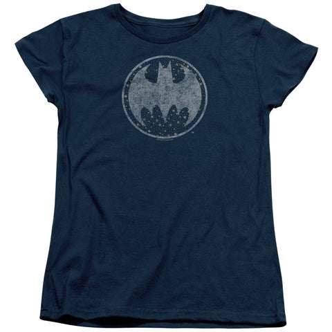 Batman/starry Night Shield-s/s Women's Tee-navy