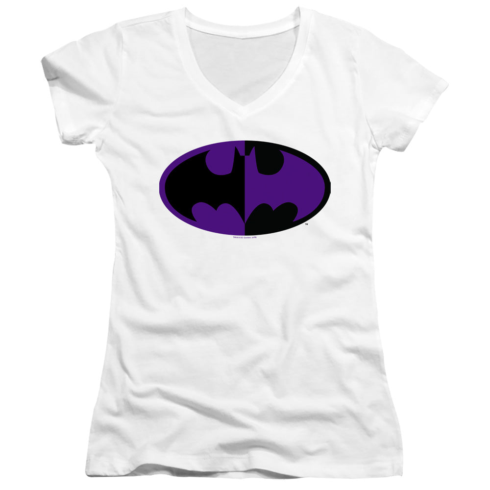 Batman/split Symbol-junior V-neck-white