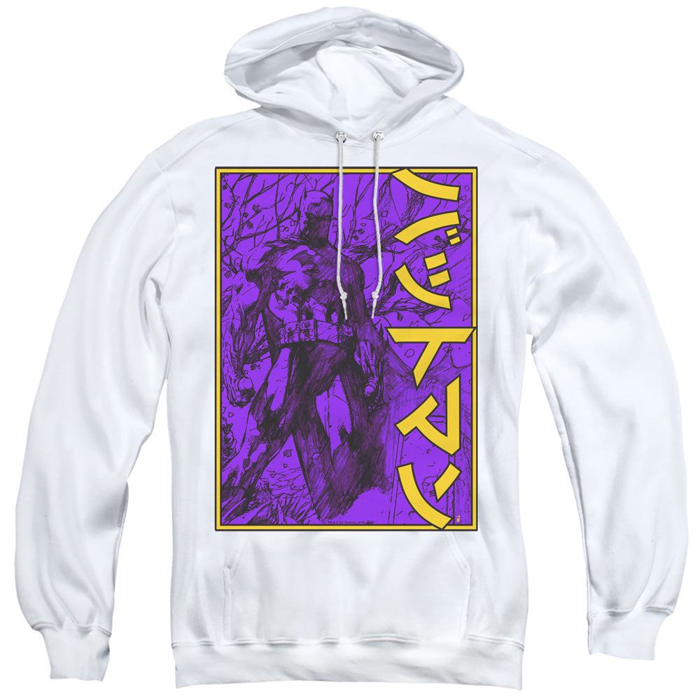 Batman/big Framed Kanji-adult Pull-over Hoodie-white