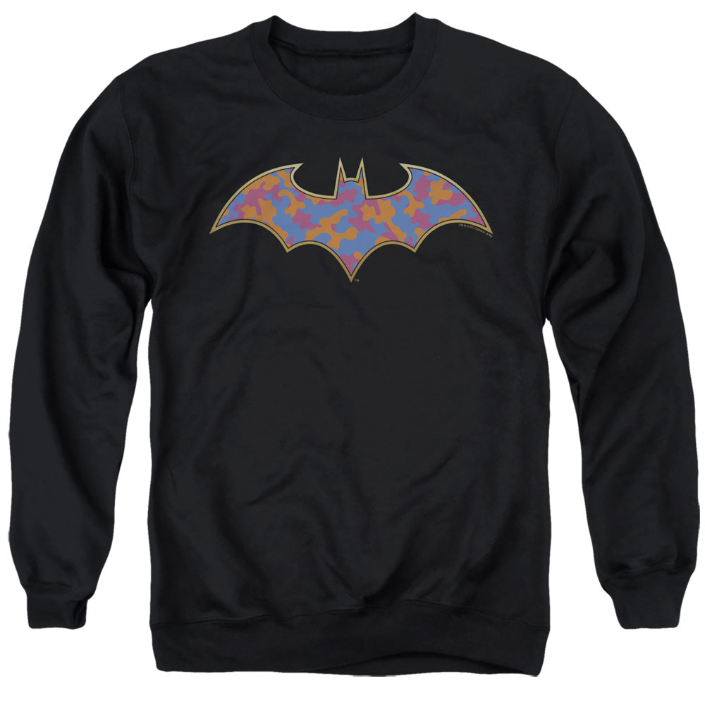 Batman/gold Camo-adult Crewneck Sweatshirt-black