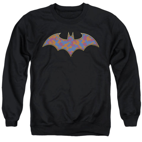 Batman/gold Camo-adult Crewneck Sweatshirt-black