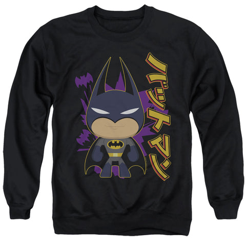 Batman/cute Kanji-adult Crewneck Sweatshirt-black