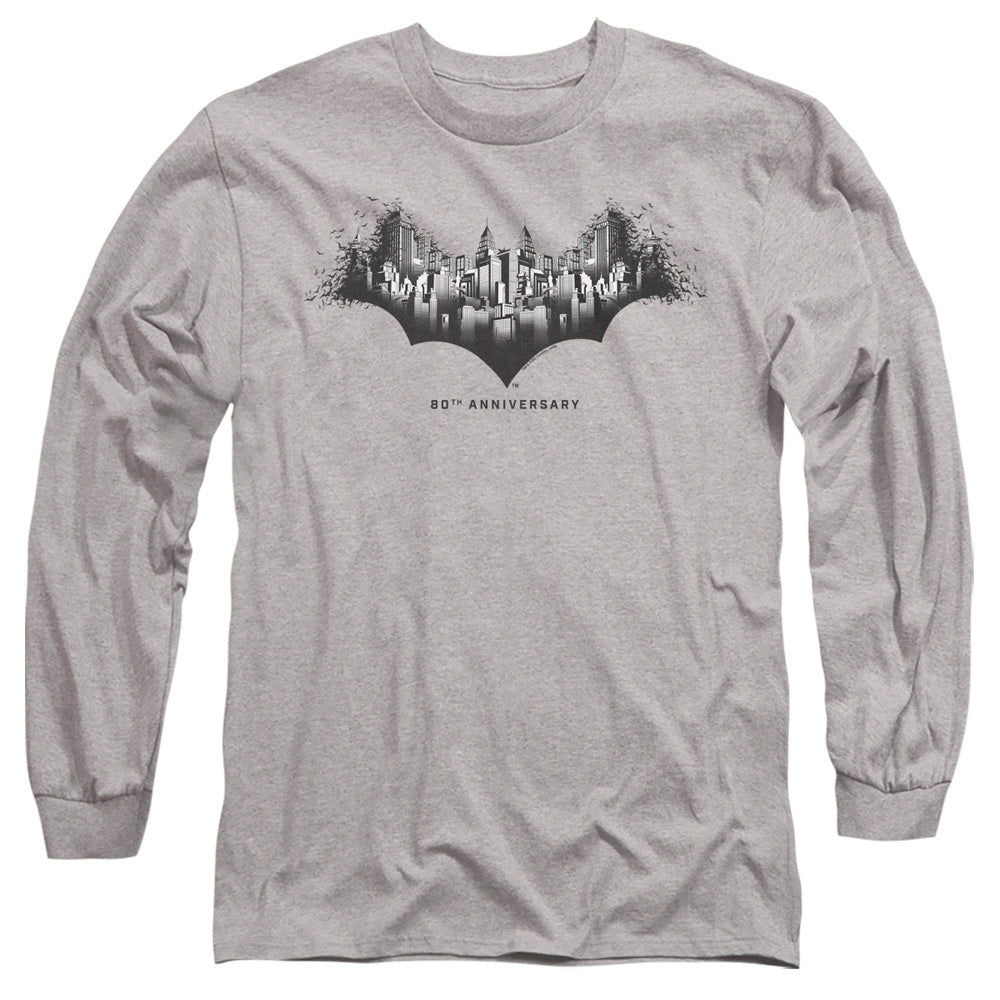 Batman/gotham Shield-l/s Adult 18/1-athletic Heather