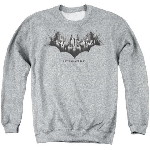 Batman/gotham Shield-adult Crewneck Sweatshirt-athletic Heather