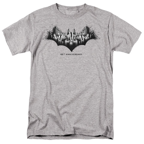Batman/gotham Shield-s/s Adult 18/1-athletic Heather