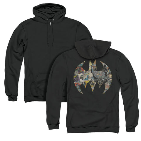 Batman/collage Shield (back Print)-adult Zipper Hoodie-black