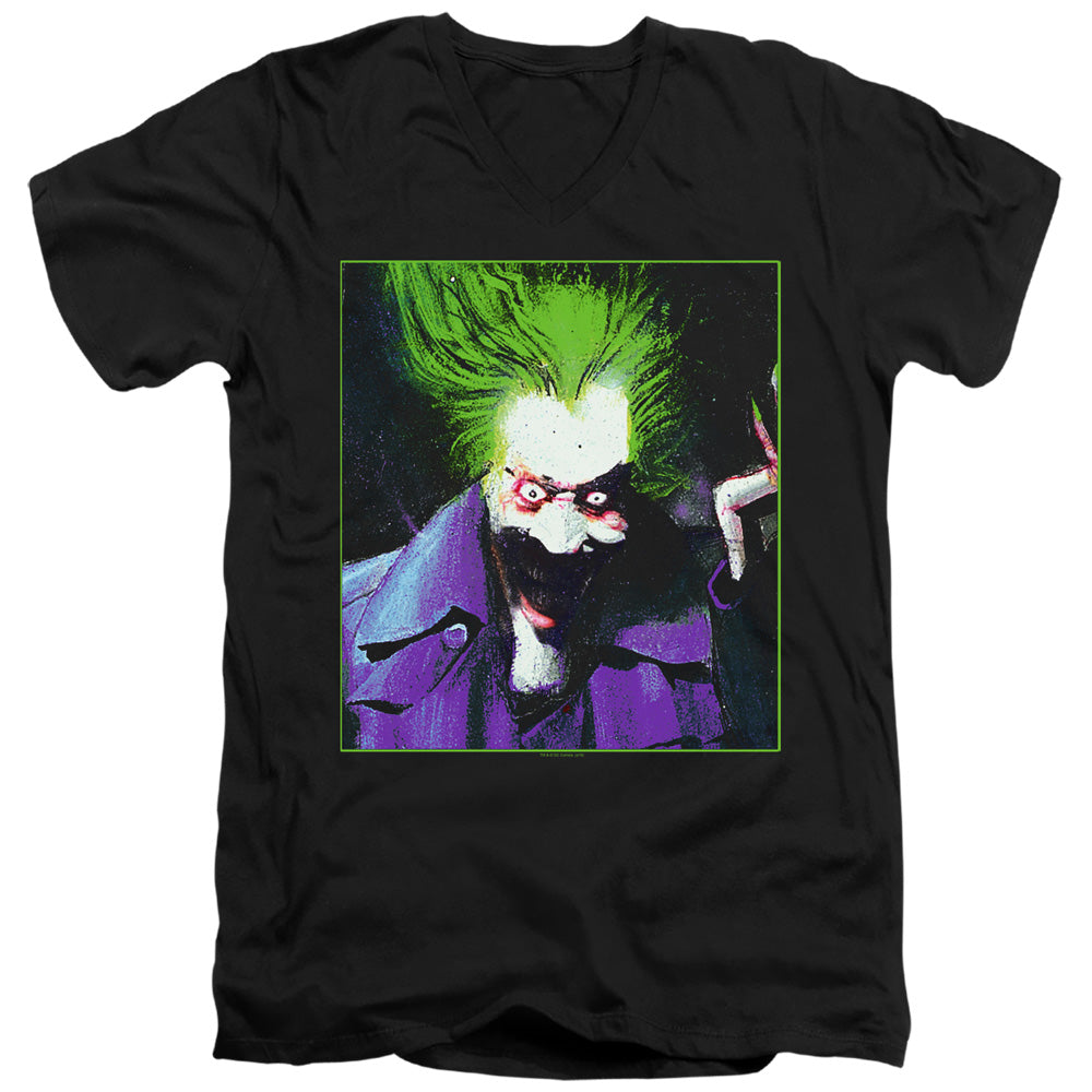 Batman/arkham Asylum Joker-s/s Adult V-neck 30/1-black