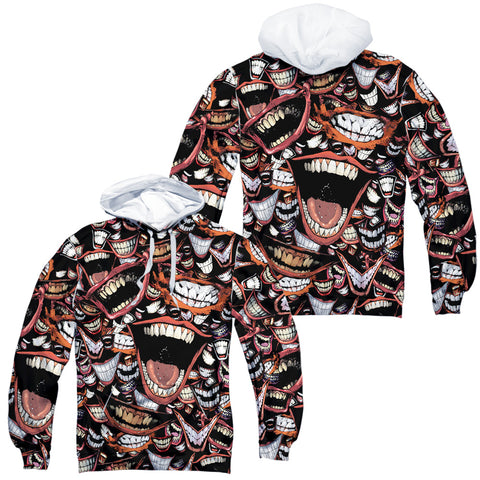 Batman/famous Wretch Sub (front/back Print)-adult Poly Pullover Hoodie-white