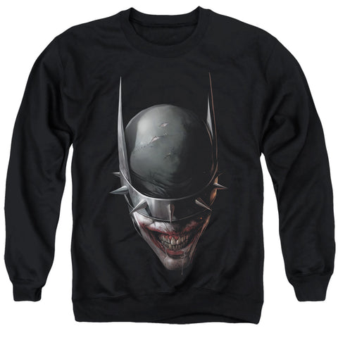 Batman/batman Who Laughs Head-adult Crewneck Sweatshirt-black