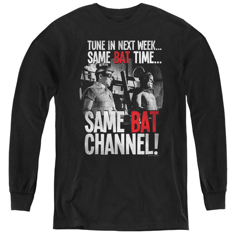 Batman Classic Tv/bat Channel-youth Long Sleeve Tee-black