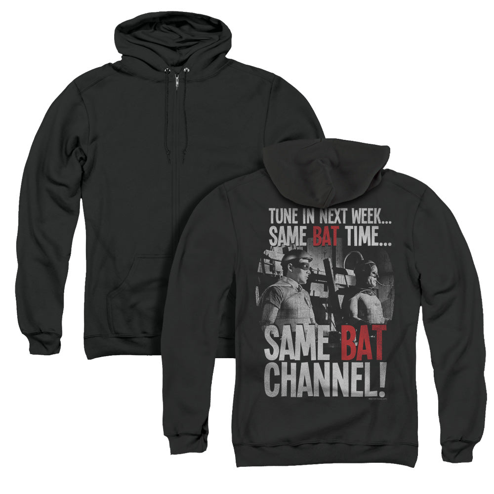 Batman Classic Tv/bat Channel (back Print) - Adult Zipper Hoodie-black