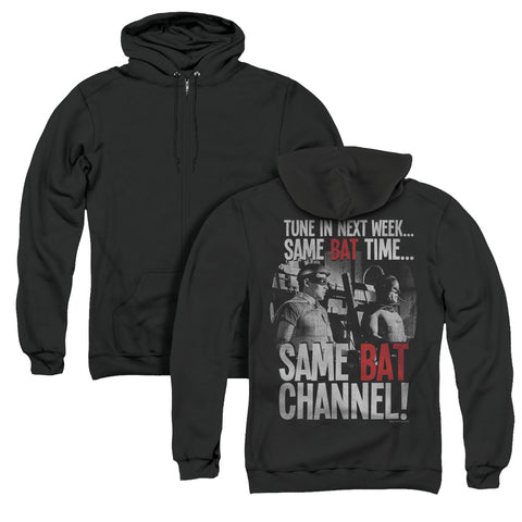 Batman Classic Tv/bat Channel (back Print) - Adult Zipper Hoodie-black