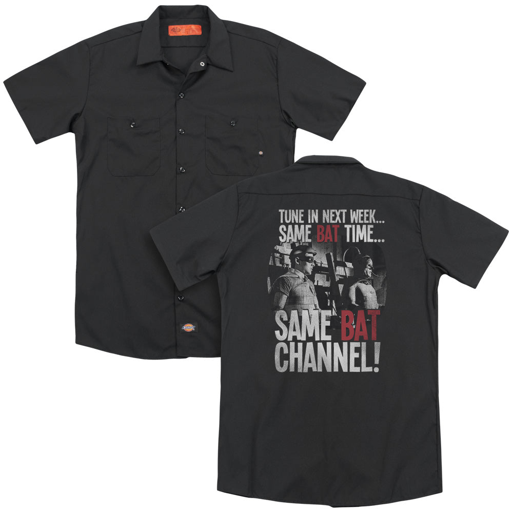 Batman Classic Tv/bat Channel(back Print) - Adult Work Shirt - Black