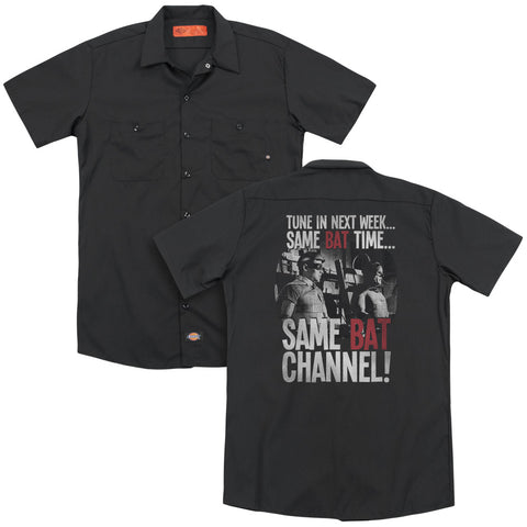 Batman Classic Tv/bat Channel(back Print) - Adult Work Shirt - Black