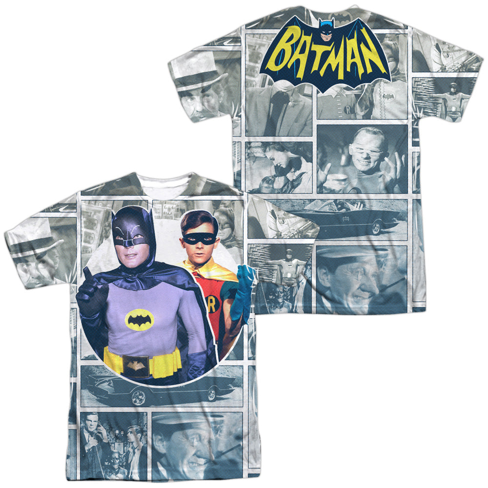 Batman Classic Tv/60s Panels (front/back Print)-s/s Adult Poly Crew-white
