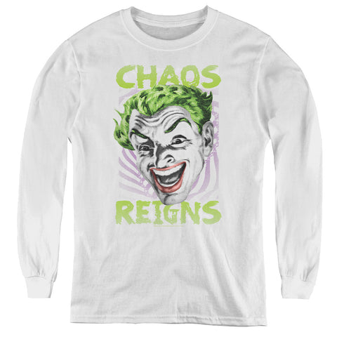 Batman Classic Tv/chaos Reigns-youth Long Sleeve Tee-white