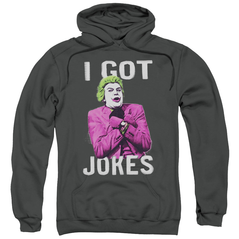 Batman Classic Tv/got Jokes-adult Pull-over Hoodie-charcoal