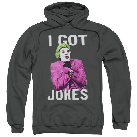 Batman Classic Tv/got Jokes-adult Pull-over Hoodie-charcoal
