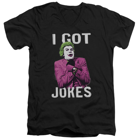 Batman Classic Tv/got Jokes-s/s Adult V-neck 30/1-black