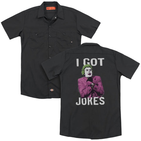 Batman Classic Tv/got Jokes(back Print) - Adult Work Shirt - Black