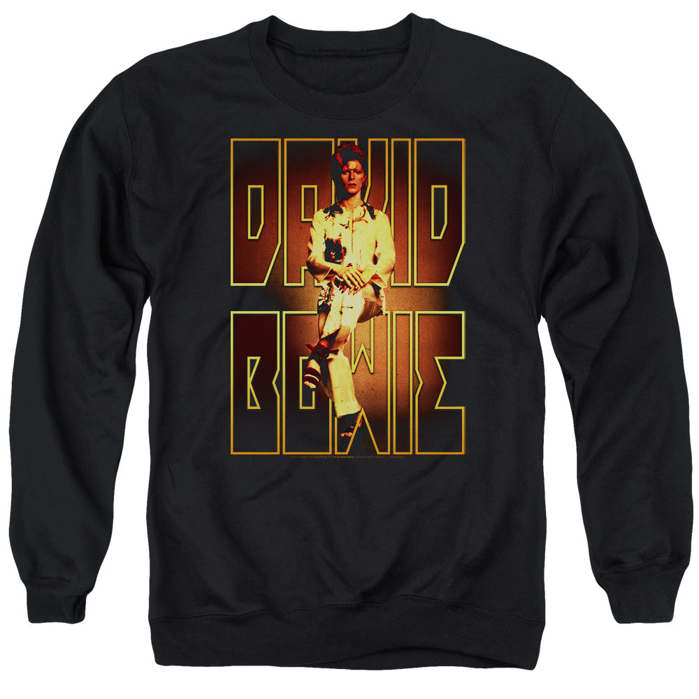 David Bowie/perched-adult Crewneck Sweatshirt-black