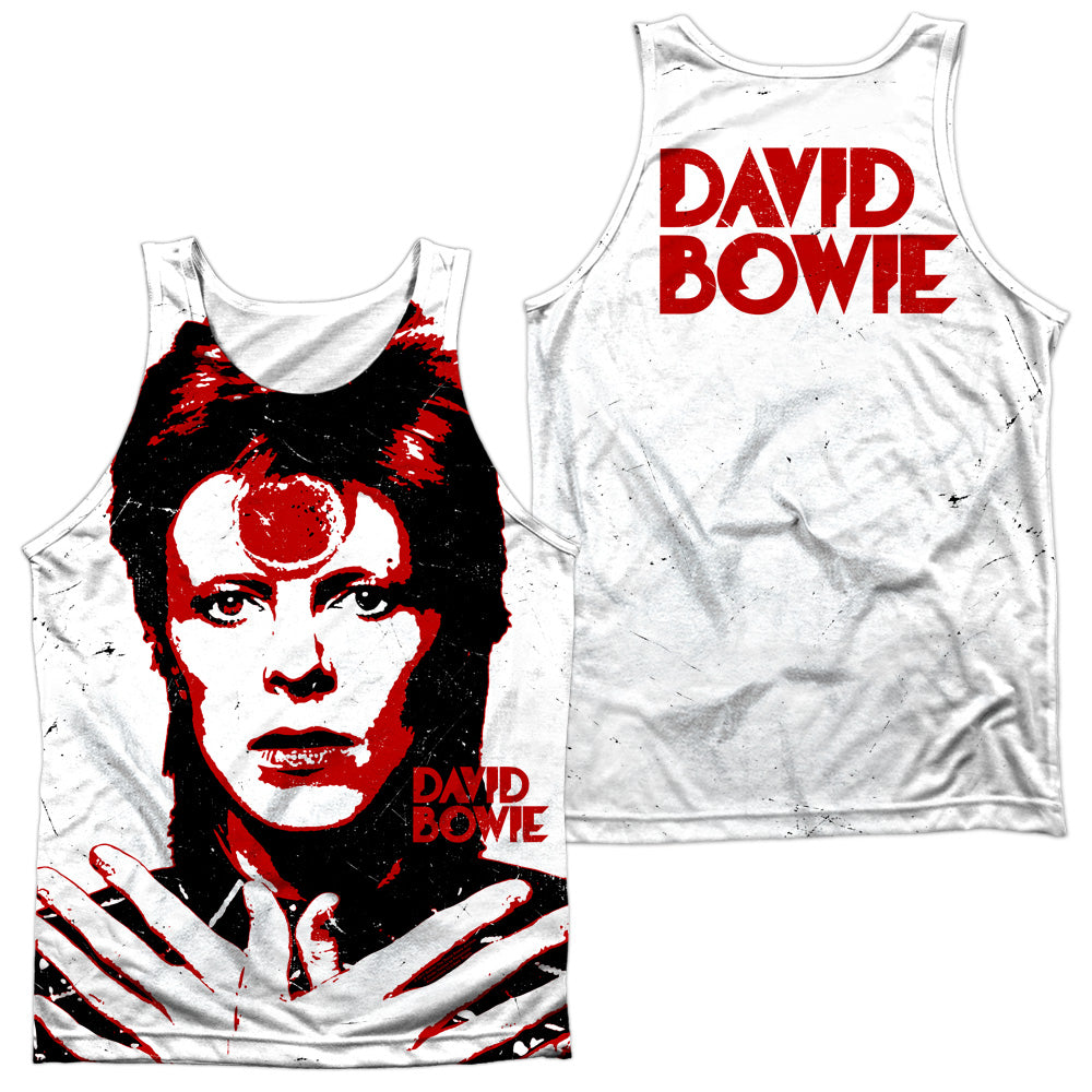 David Bowie/piercing Gaze (front/back Print)-adult Poly Tank Top-white