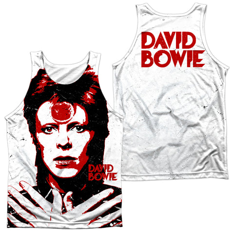 David Bowie/piercing Gaze (front/back Print)-adult Poly Tank Top-white