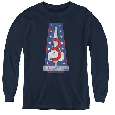 Bsg/vigilantes Badge - Youth Long Sleeve Tee - Navy