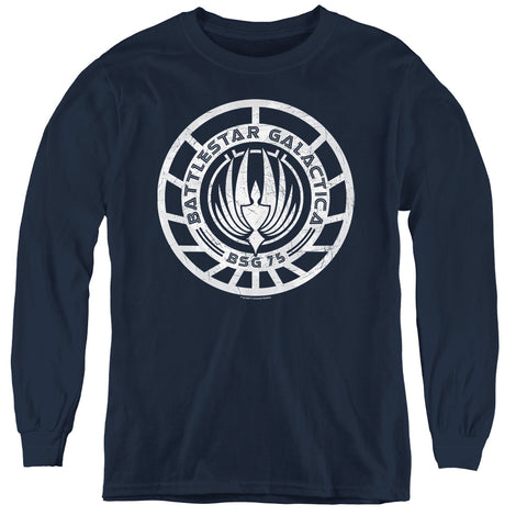 Bsg/scratched Bsg Logo - Youth Long Sleeve Tee - Navy
