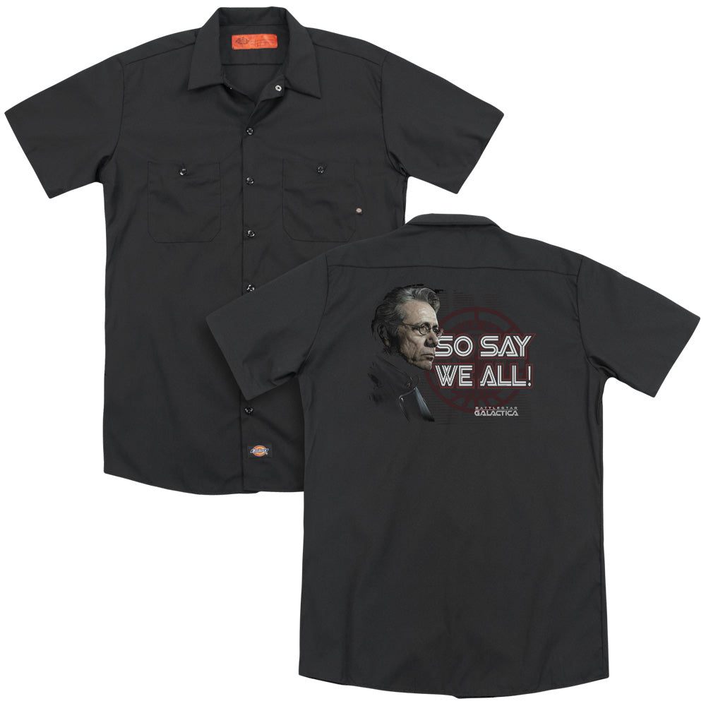 Bsg/so Say We All (back Print) - Adult Work Shirt - Black